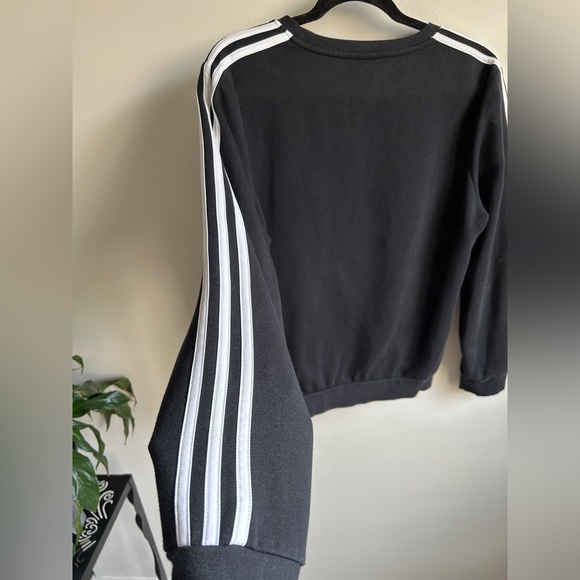 Adidas Black Women’s Three Stripe Crewneck Sweatshirt - Picture 4 of 5